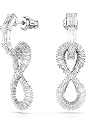 Swarovski Pendientes Hyperbola, Símbolo del infinito, Blancos, Baño de rodio