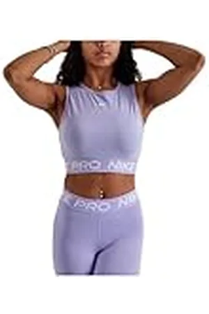 Nike Pro Dri-Fit FZ3615-533 - Camiseta de Tirantes Corta para Mujer, Color Morado y Blanco