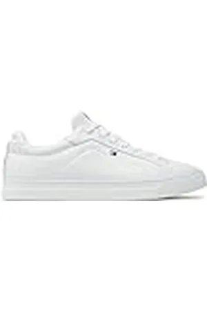 Tommy Hilfiger Court Sneaker Hombre Icon Flag Essential de piel, Blanco (White), 40