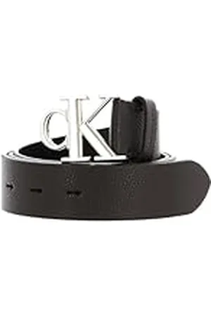 Calvin Klein Jeans Cinturón para Hombre Round Mono Plaque Belt 3.5 cm de Cuero, Marrón(Bitter Brown), 110 cm