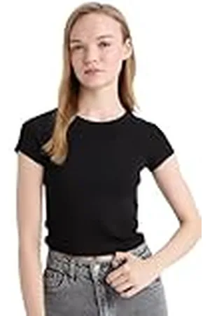 DeFacto Crop Tops-Klassisches Basic Damen-Bequemes Oversize Shirt für Frauen Camiseta, , XS Mujeres
