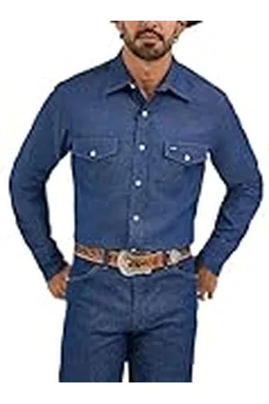 Wrangler Camiseta de Manga Larga para Hombre, auténtica, de Corte Occidental, con Acabado, , XXL