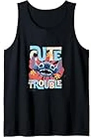 Disney Lilo & Stitch Cute Trouble Big Stitch Face Distressed Camiseta sin Mangas