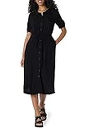 Amazon Vestido evasé Midi Ajustado en la Cintura de Corte Holgado con Media Manga Mujer, , S