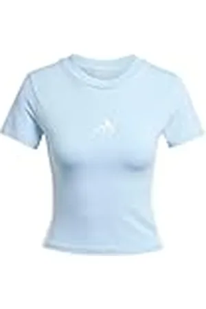 adidas Mujer Essentials 3 Stripes Slim Baby T-Shirt, Glow Blue/White, M