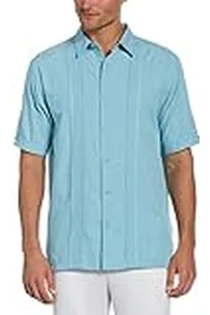 Cubavera Camisa Chambray Pintuck de Manga Corta con Botones para Hombre (Talla S-4X, Grande y Alto), , X-Large