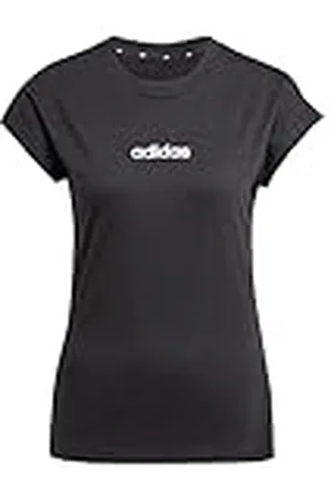 adidas Mujer Essentials Linear Cotton T-Shirt, Black/White, M