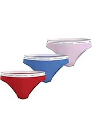 Tommy Hilfiger Pack de 3 Braguitas Tipo Bikini para Mujer Algodón Elástico, Multicolor (Fierce Red/Blue Spell/Pearly Pink), L