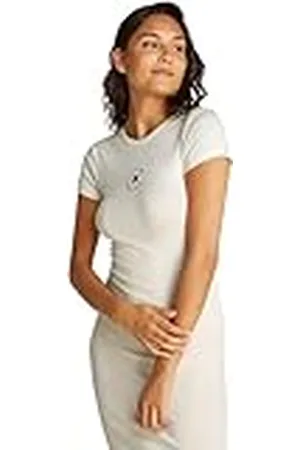 Tommy Hilfiger Vestido Bodycon Mujer Logo Slim Fit, Blanco (Ecru), XS