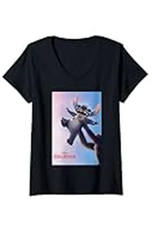 Disney Mujer Lilo & Stitch Rafiki Lifting Stitch Poster Camiseta Cuello V