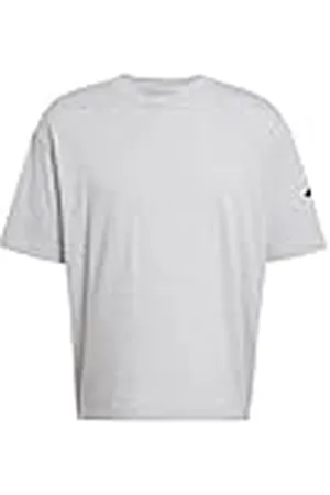 adidas Hombre Essentials Lose FIT Three Bar tee, Medium Grey Heather/Black, XL