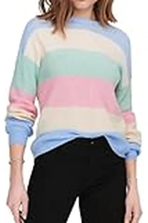 ONLY Damen Pullover de Punto Cuello Redondo Manga Larga Hombro Caído Puños de Manga Acanalados, Color: , Talla:L