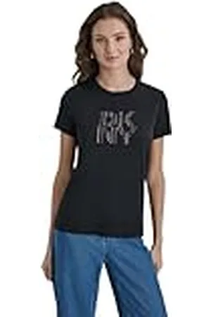 DKNY Short Sleeves Hotfix Grid Logo tee Blouse, , S Mujeres