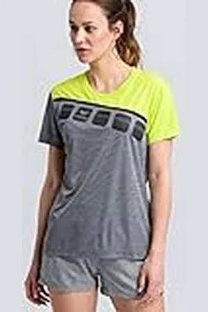 Erima 1081918 Camiseta, Mujer, Gris Jaspeado/Lime Pop/Negro, 34