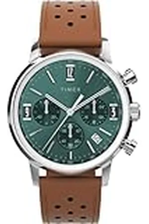 Timex Reloj Cronógrafo para Hombre de Cuarzo con Correa en Cuero TW2W10100