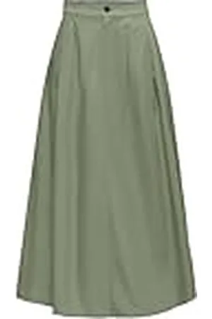 ONLY Onlzora HW Long Pleat Skirt Pnt, Verde Aceite, L Mujeres