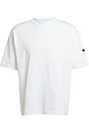 adidas Hombre Essentials Lose FIT Three Bar tee, White/Black, S