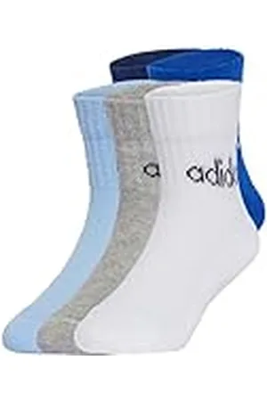 adidas Unisex niños LINEAR KIDS ANKLE SOCKS 5pP, Dark Blue/Royal Blue/Glow Blue/Medium Grey Heather, 3-4 Years