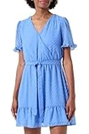 VILA Vimichelle S/S Belted Short Dress/Ka Vestido de Verano, Color Azul, 42 para Mujer
