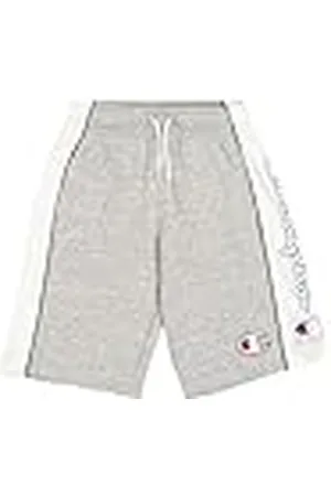 Champion Legacy Retro Sport B (306852) - Bermudas de rizo ultraligeras y compactas, Gris Melange (NOXM/WHT/NNY), 11-12 años (L) Niño FW24