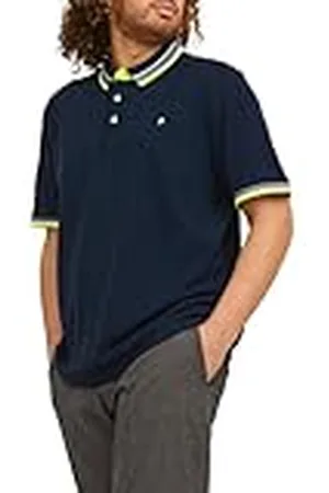 JACK & JONES Jjepaulos Polo Ss Noos Pls Polo, Hombre, Dark Navy Detail:neon, 6XL Grande