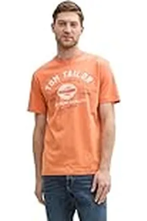 TOM TAILOR 1037735 Camiseta de algodón con Logotipo Impreso, 37755-Brick Orange, XL Hombres