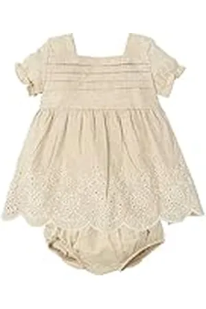 BABIDU Vestido Bebé Niña Verano Algodón 100% con Braguita, Volantes y Bordados, Diseño con Tirantes, Mangas Cortas o Sin Mangas, Estampados Florales y Cuadros Vichy, Jesusito Ideal para Días Soleados