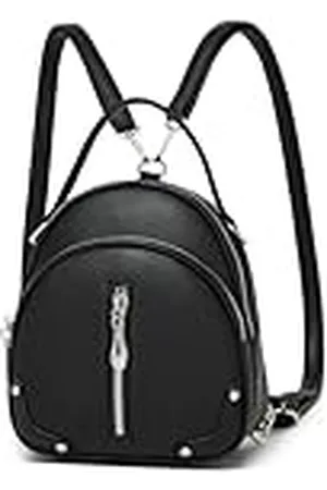 MISS LULÙ Mochila femenina PU impermeable - Mochila de viaje pequeña y liviana con correa desmontable, 4 bolsillos con cremallera