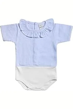 BABIDU Body Bebé Manga Corta Algodón 100%, Body Bebé Recien Nacido Tejido Bambula Con Cuello Volante Suave Transpirable y Hipoalergénico Piel Sensible, Ropa Bebé Niño y Niña Unisex, Básicos Verano