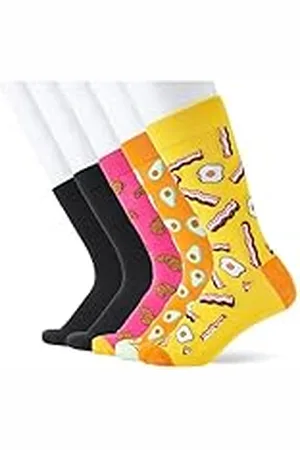 JACK & JONES Jacbreakfast-Calcetines (5 Unidades), High Visibility/Pack: Pink Yarrow-Orange Pepper-Black-Black, Talla única para Hombre