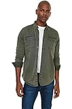 Trendyol Camisa de Metal para Hombre de Corte Regular Camiseta, M