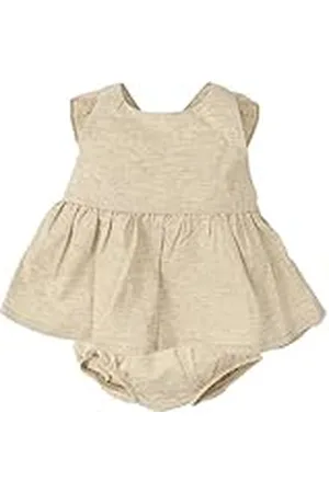 BABIDU Vestido Bebé Niña Verano Algodón 100% con Braguita, Volantes y Bordados, Diseño con Tirantes, Mangas Cortas o Sin Mangas, Estampados Florales y Cuadros Vichy, Jesusito Ideal para Días Soleados