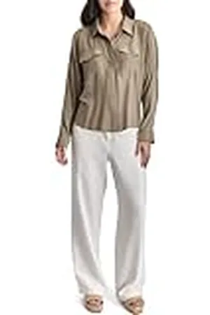 DKNY Long Sleeves Cut Shoulder Button Front Blouse, , S Mujeres