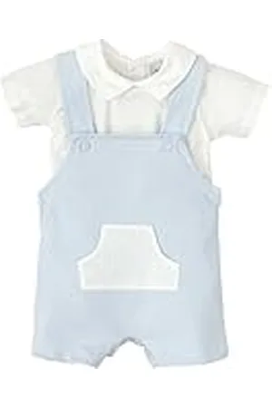 BABIDU Conjunto Peto Corto y Camiseta, Bolsillo Frontal en Contraste, , 3 Meses Unisex bebé
