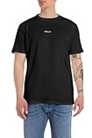 Replay Camiseta de algodón de manga corta para hombre, negro (Black 098), M