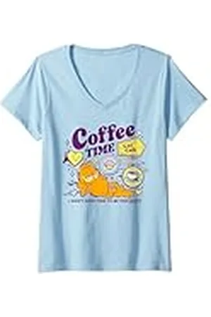 Garfield Mujer Garfiled - El gato del café Camiseta Cuello V