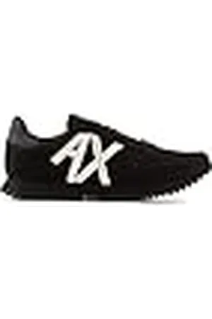 Armani Exchange Openwork Side, Contrast Logo, Microsuede Inserts, Zapatillas Hombre, Black, 44 EU