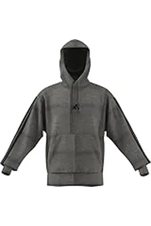 adidas Sudadera con Capucha de Forro Polar con Tres Rayas para Hombre y Adulto, Talla 3XL, Color Gris Oscuro Jaspeado/Negro