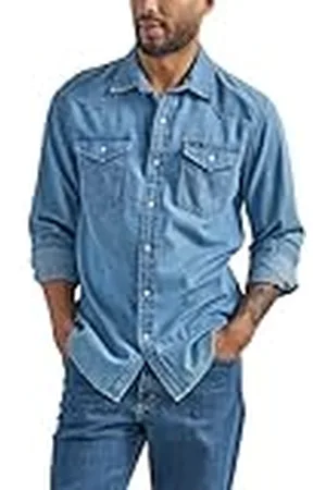 Wrangler Camisa icónica de Mezclilla de Ajuste Regular para Hombre, , Large