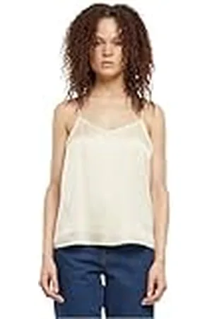 Urban classics Top de satén viscoso para Mujer Camiseta, Arena Blanca, XXXL