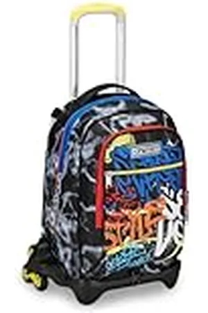 7 for all Mankind Trolley escolar Jack 3 ruedas, amarillo, Mark On Boy, 3 en 1, triple uso, mochila con carro desenganchable, bolsillo para botella y sistema cruzado, mochila escolar de viaje, niño niño