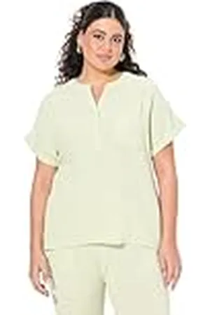 Ulla Popken Musselin-Bluse, Oversized, Tunika-Ausschnitt, Halbarm Muselina, , 50-52 Mujeres