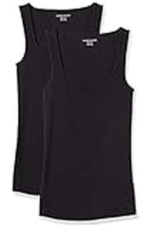 Amazon Camiseta sin Mangas con Cuello Cuadrado y Corte Ajustado Mujer, Pack de 2, , XS