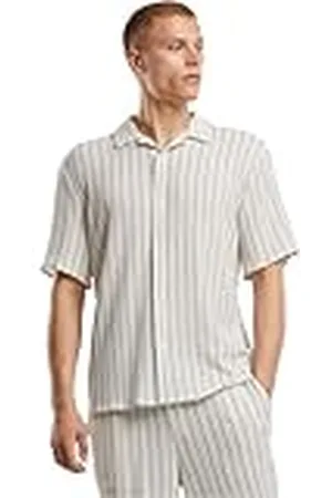Urban classics Tb7342-striped Crinkle Resort Shirt Camiseta, , L Hombres