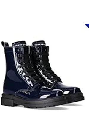 Tommy Hilfiger Botín cierre con cremallera y cordones para niñas, Kessy, Blu, 37