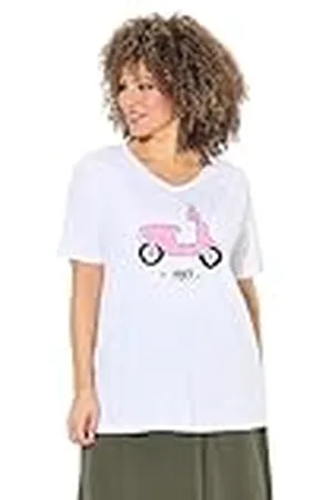Ulla Popken Shirt mit Print, Camiseta con Estampado Vespa Raglan, Blanco Nieve, 48-50 Mujeres