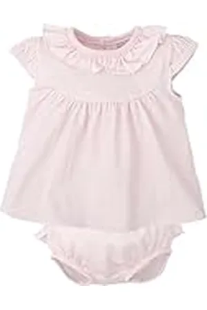 BABIDU Vestido Bebé Niña Verano Algodón 100% con Braguita, Volantes y Bordados, Diseño con Tirantes, Mangas Cortas o Sin Mangas, Estampados Florales y Cuadros Vichy, Jesusito Ideal para Días Soleados