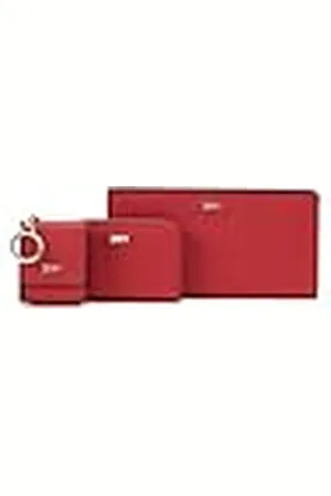 DKNY Phoenix - Juego de Caja 3 en 1 para Mujer, Estilo Casual, Billetera clásica, Color Rojo y Plateado, Talla única, 3 en 1, Estilo Casual Phoenix, Cartera clásica