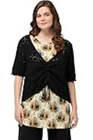 Ulla Popken Short Ajour Pullover, Suéter pulóver Mujer, Schwarz