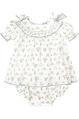 BABIDU Vestido Bebé Niña Verano Algodón 100% con Braguita, Volantes y Bordados, Diseño con Tirantes, Mangas Cortas o Sin Mangas, Estampados Florales y Cuadros Vichy, Jesusito Ideal para Días Soleados